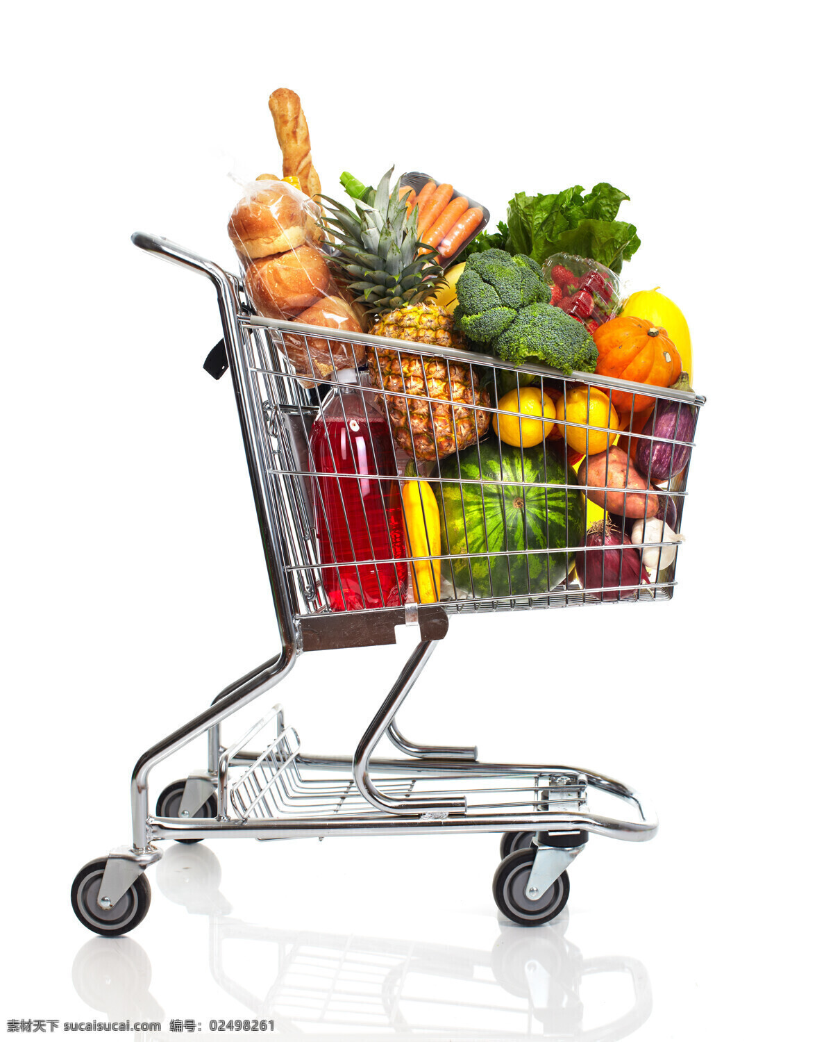 购物车 人物 购物 超市 推车 蔬菜 水果 生活用品 水果蔬菜 餐饮美食 白色