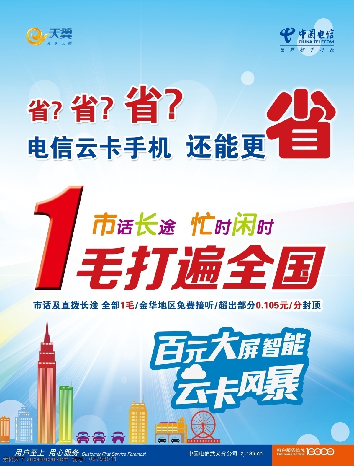 电信云卡 电信话费 电信省 电信1毛钱 电信 展板模板 广告设计模板 源文件