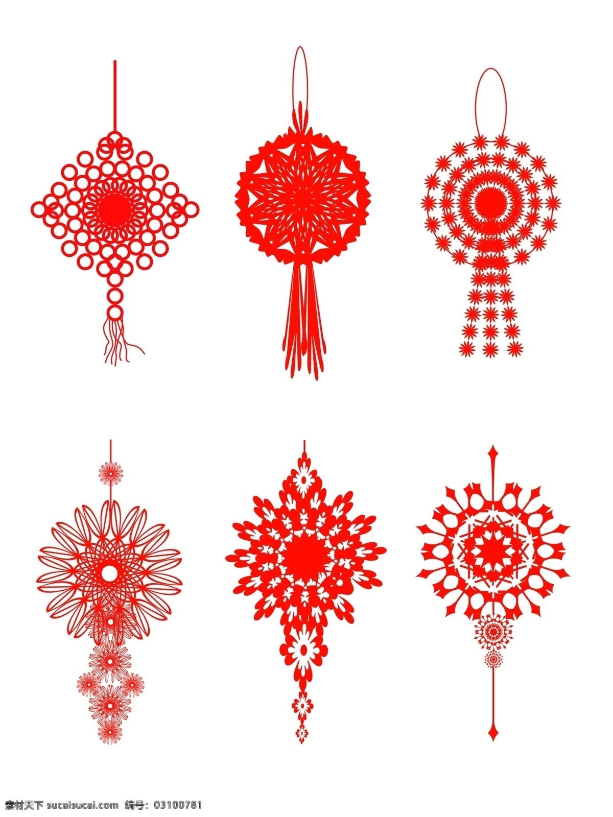 原创 红色 中国结 元素 喜庆 图案 花纹 挂饰 吊饰 配图