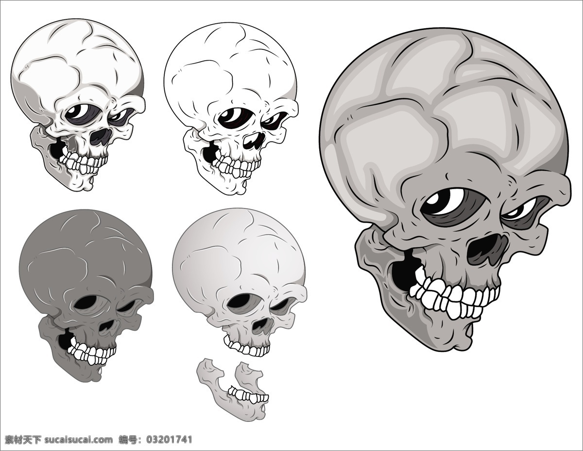 可怕 头骨 向量 白色