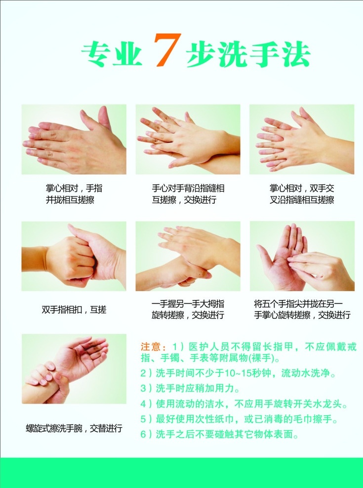 七步洗手法 7步洗手法 专业洗手法 洗手 专业洗手
