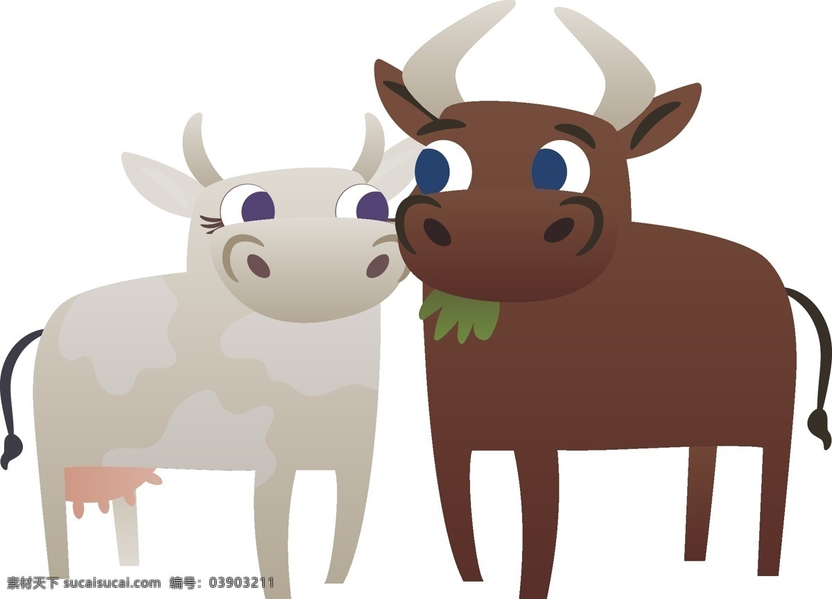 奶牛 公牛 矢量 奶牛公牛矢量 动物 卡通动物 矢量动物 小动物 创意动物