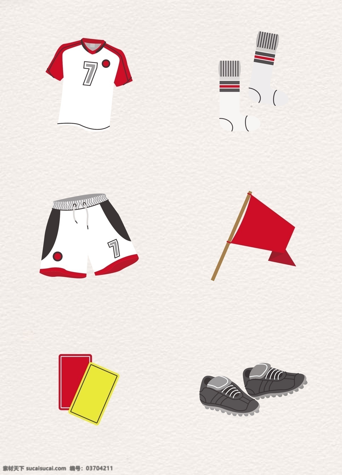 卡通 足球比赛 图标 世界杯 袜子 旗子 鞋子 球衣 红牌黄牌