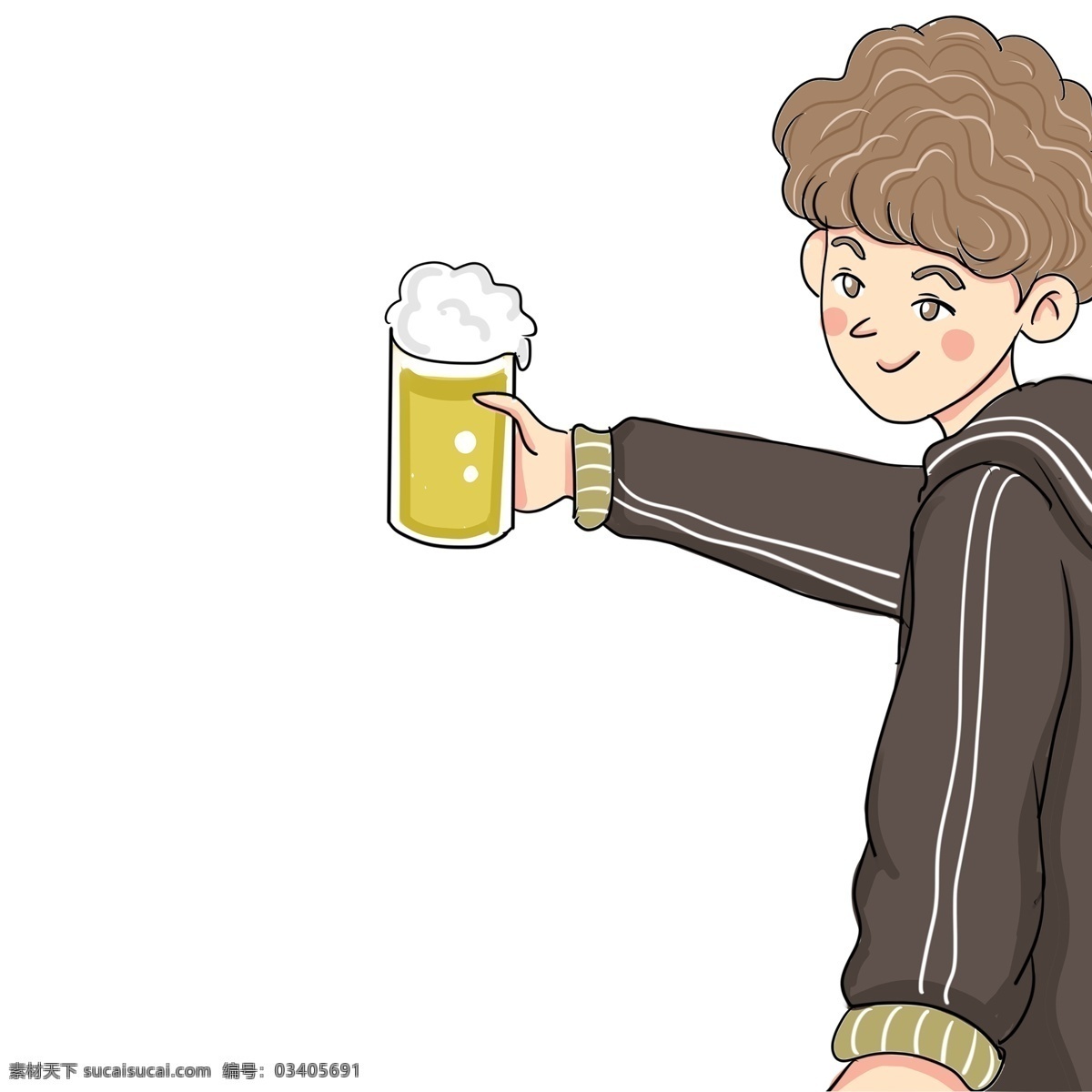 喝 啤酒 男孩 人物 手绘 男人 漫画 喝啤酒