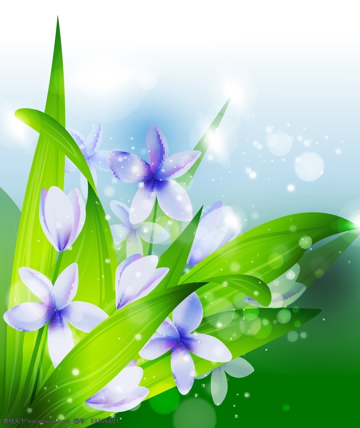 植物 背景 矢量 矢量图 春色 春天 春意 花朵 绿叶 梦幻 素材图片 其他矢量图