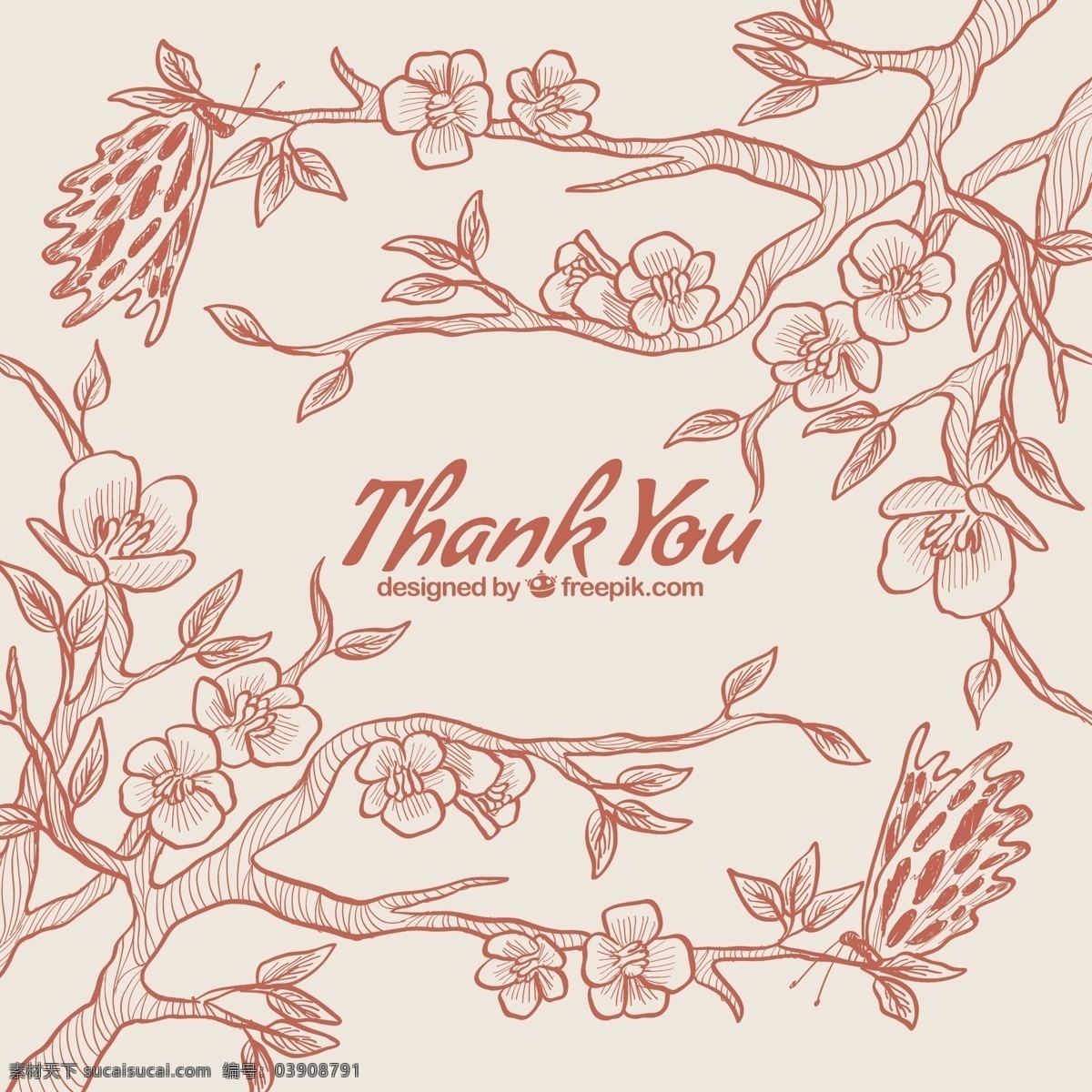 谢谢 樱桃花 树 手卡 自然 手绘 谢谢你 樱花 绘图 樱桃 贺卡 开花 问候 感谢 粗略绘制 花 粉色