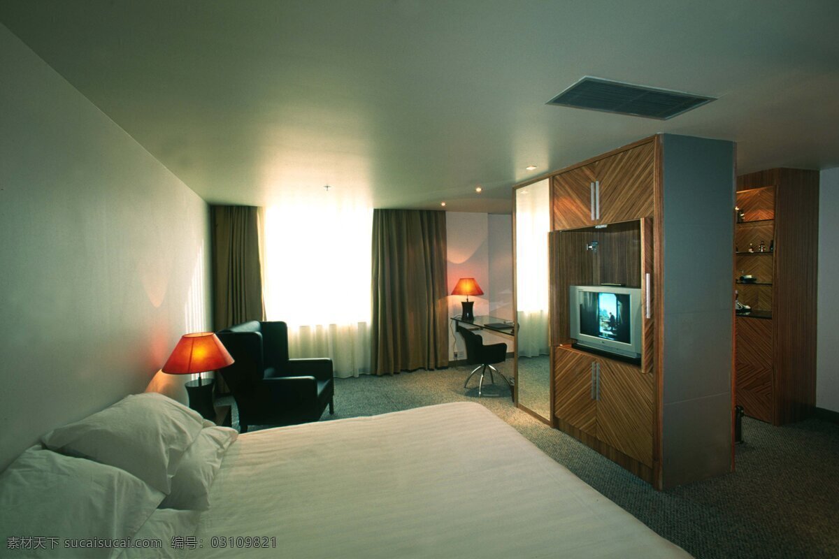 卧室 家装设计 白色 大床 酒店 家居装饰素材 室内设计
