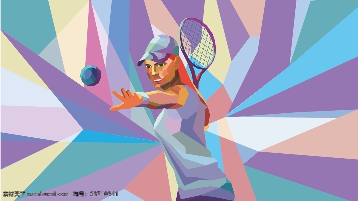 菱角 渐 明 网球 运动 人物 打网球 健身 原创 矢量插画 壁纸海报