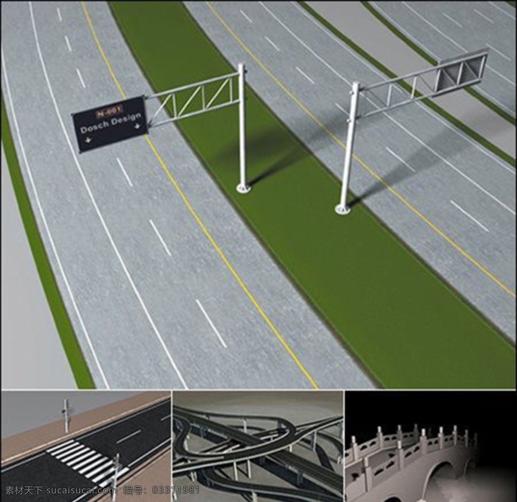 高速公路 桥梁 高架桥 3d 模型 3dmax 高速道路 立交桥模型 道路贴图 纹理 3d设计 其他模型 max