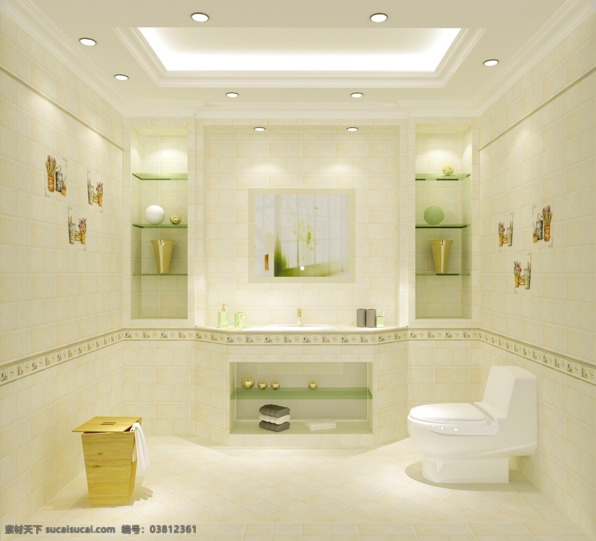 洗手间 卫生间 卫浴 效果图 3d效果图 3d设计 3d作品 黄色
