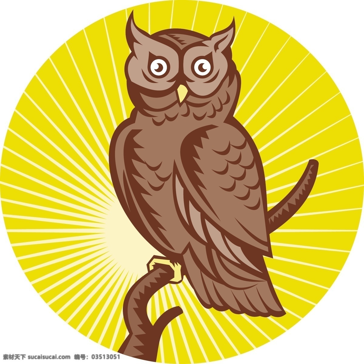 大角 猫头鹰 栖息 木刻 矢量图 其他矢量图