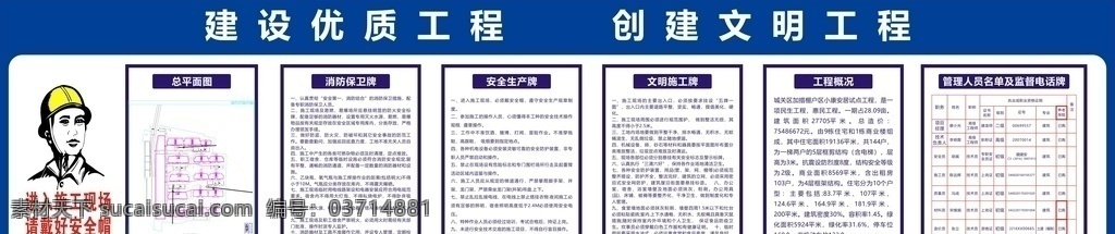 五牌一图 施工制度 文明工程 消防保护牌 安全生产牌 文明施工牌 工程概况