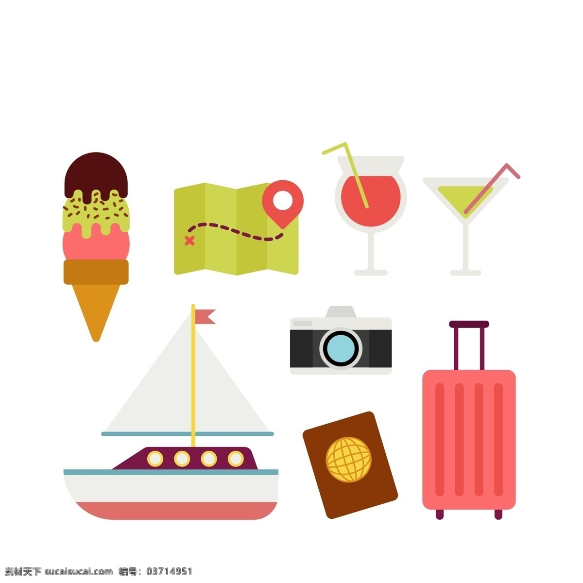 旅行元素图片 旅行元素 旅游元素 度假元素 度假图案 旅游图标 夏日图标 卡通元素 插图 手绘 插画 ai矢量 旅行箱 护照 icon