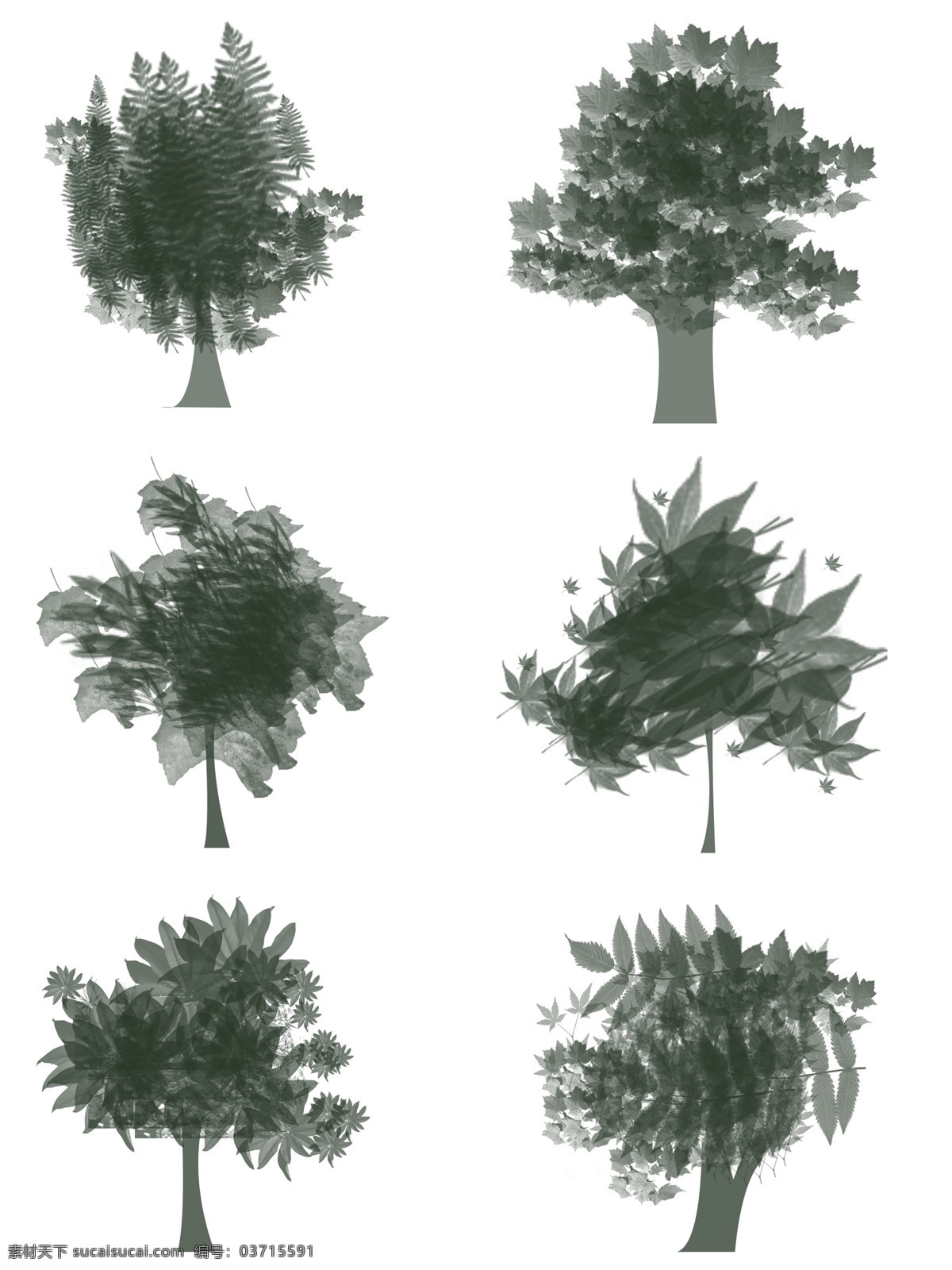 手绘 树 剪影 装饰设计 元素 装饰 设计元素 可商用 树叶