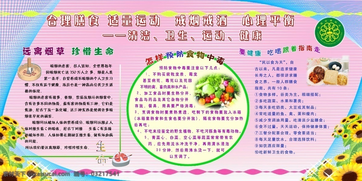 健康教育 爱卫月展板 爱卫月 爱国卫生运动 爱国卫生月 健康 健康展板 健康知识 健康教育展板 健康常识 科普 科普知识 科普宣传 小常识 小知识 红十字 红十字知识 红十字宣传 知识 宣传 红十字教育 爱卫生 讲卫生 开展 爱国 卫生 运动 食物中毒 戒烟 戒酒 远离烟草 珍惜生命 香烟 预防食物中毒 清洁 合理膳食 适量运动 世界无烟日 展板模板 广告设计模板 源文件