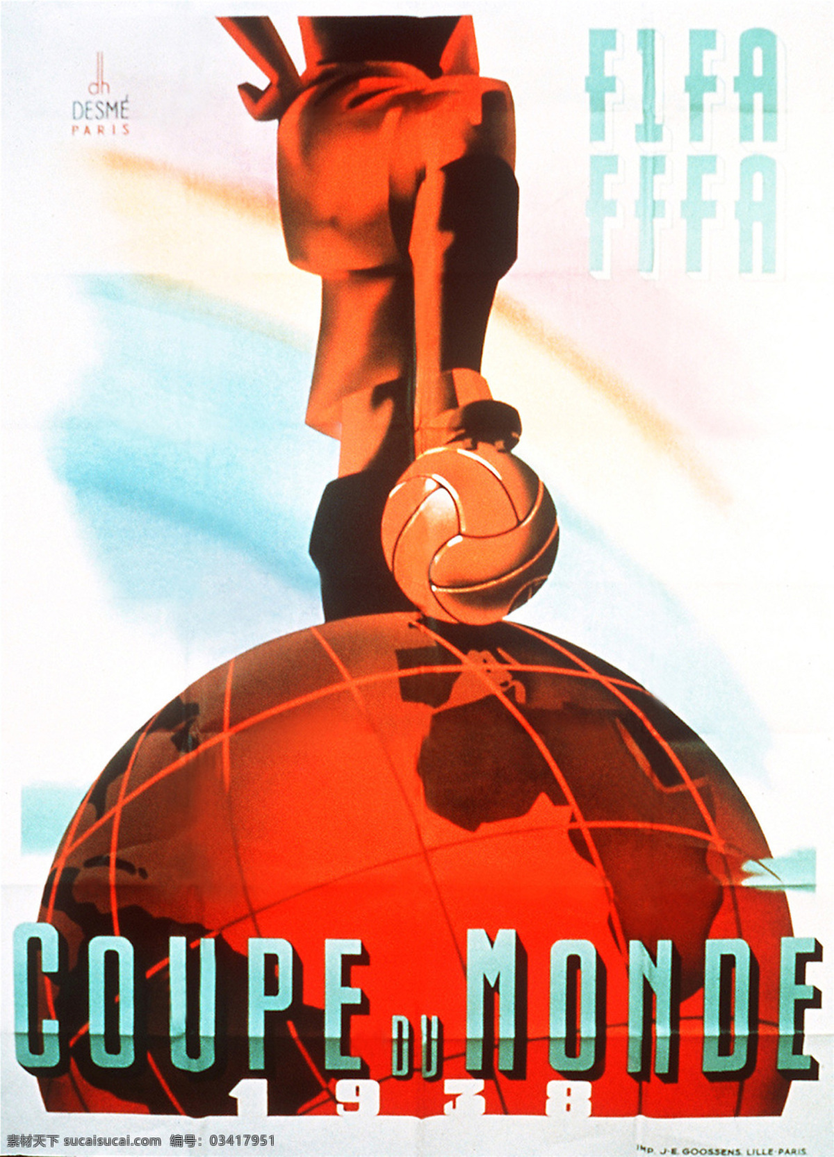 1938 年 法国 世界杯 海报 体育运动 文化艺术 足球 历届 企业文化海报
