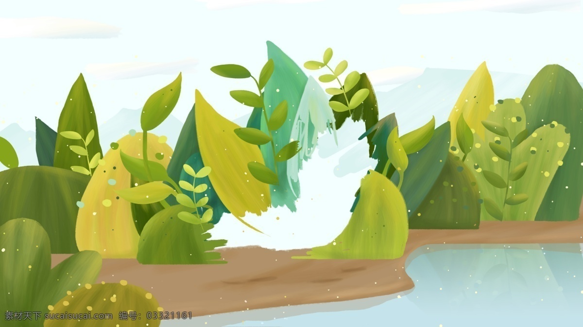 海滩 植物 banner 背景 沙滩 海报背景 广告 卡通背景 卡通素材 绿植 大海 psd背景 彩色背景 清新背景 创意背景 手绘