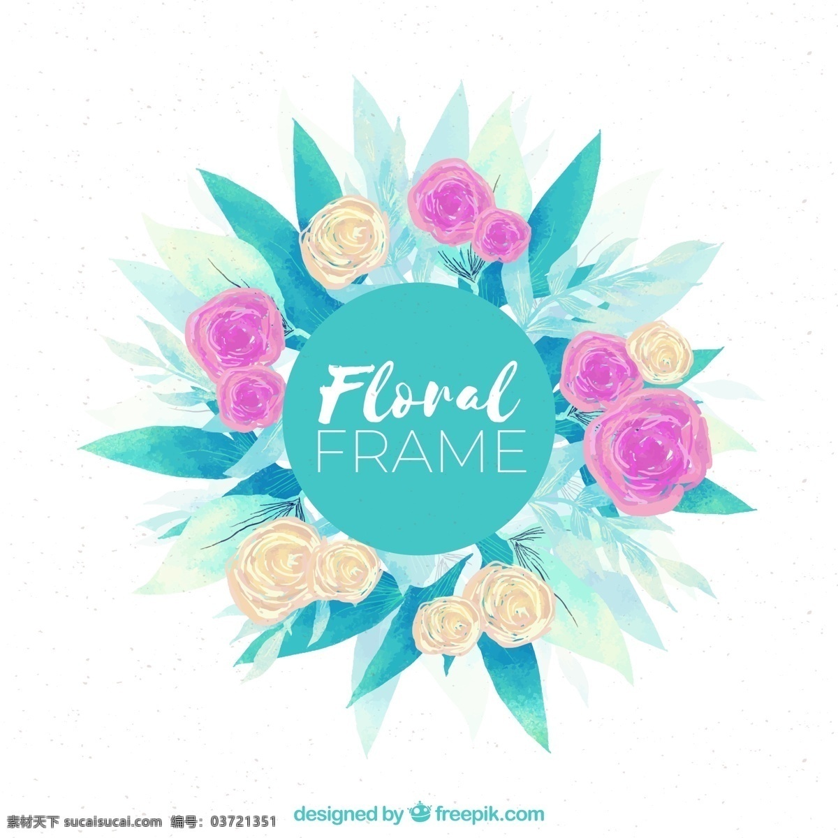 彩绘 玫瑰花 框架 矢量 叶子 玫瑰花框架 文化艺术 绘画书法