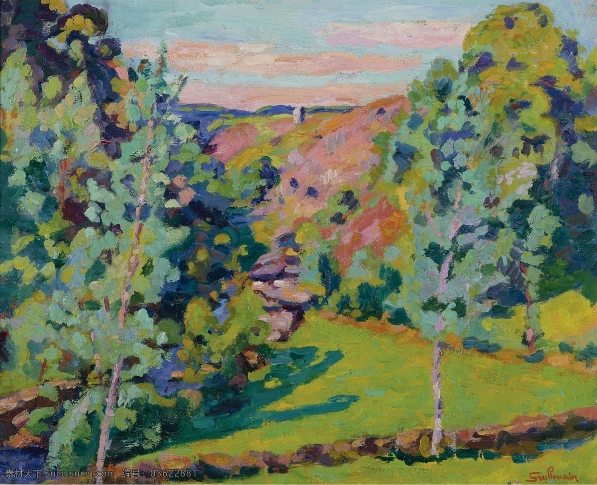 guillaumin 印象派 风景 人物 田园 油画 装饰画 1920 法国 画家 阿曼 吉 约曼 armand sedelle of valley the