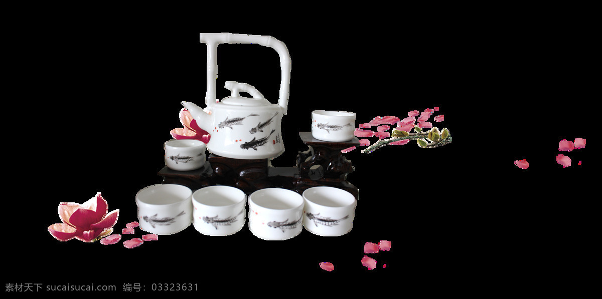 清新 简约 白色 茶杯 产品 实物 白色茶杯 白色茶壶 产品实物 粉色花朵