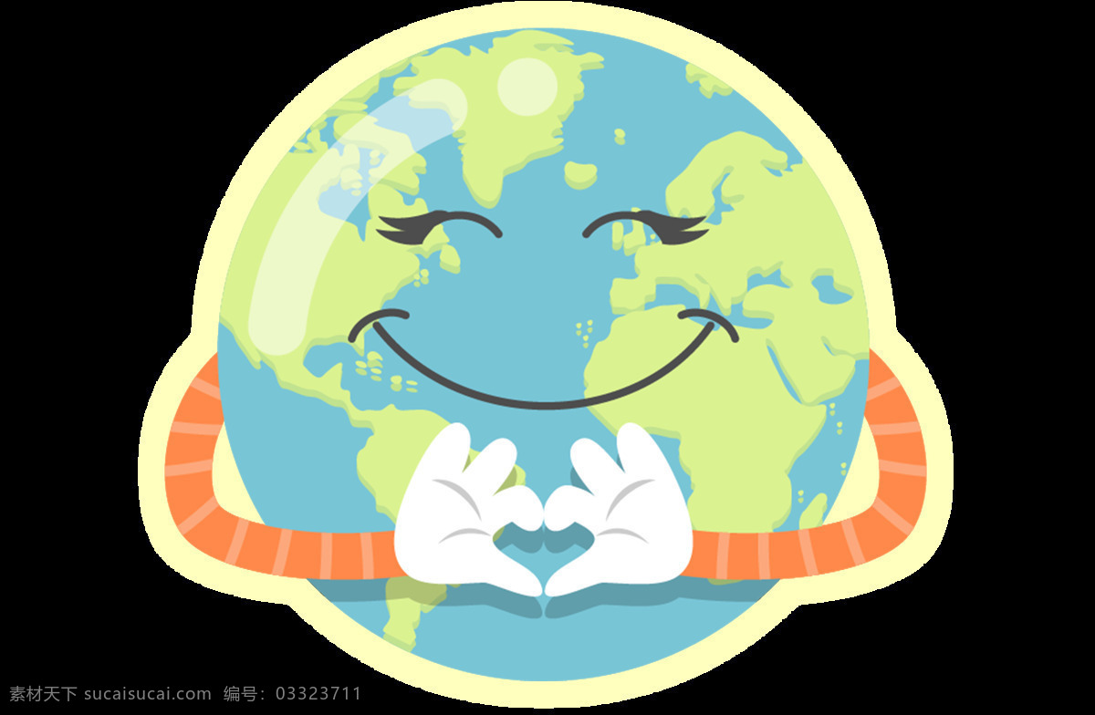 手绘 保护 地球 元素 卡通 可爱 微笑 爱心 png元素 免抠元素 透明元素