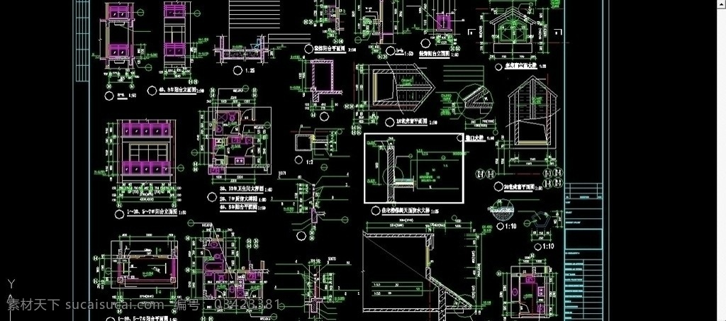 住宅施工图 住宅 楼梯 门窗 节点 大样 施工图纸 cad设计图 源文件 cad