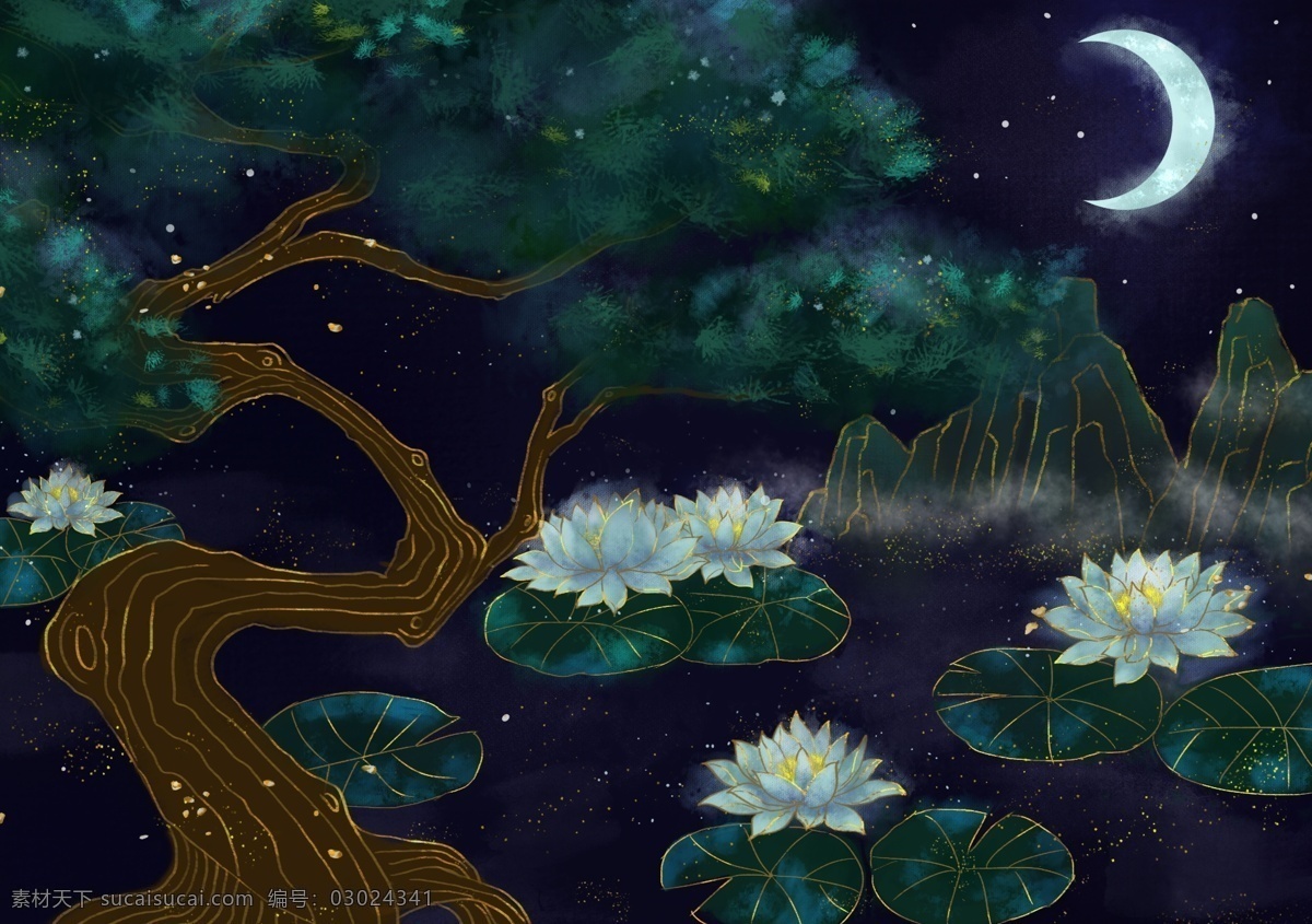 烫金 睡莲 中国 风 烫金背景 池塘 小河 森林 烫金插画 创意中国插画 中国元素 传统文化背景 中国风 中式素材 金色中国花 中国风背景 烫金花朵 烫金中国场景 中国风场景 国风 烫金国风 烫金国风场景 古典 古典背景 中国风展板 中国风会议 中国风晚会 中国风海报 中国风素材 中国风底图 中国风模版 装饰画 分层