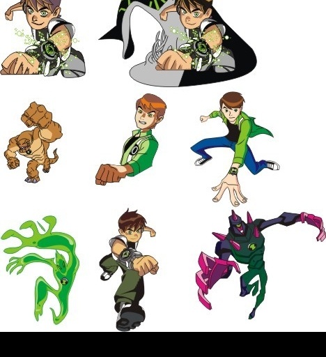 ben 集合 ben10 bens 绿男孩 男孩 英雄 帅哥 妖怪 地球保卫者 地球 保卫者 矢量人物 男人男性 矢量图库