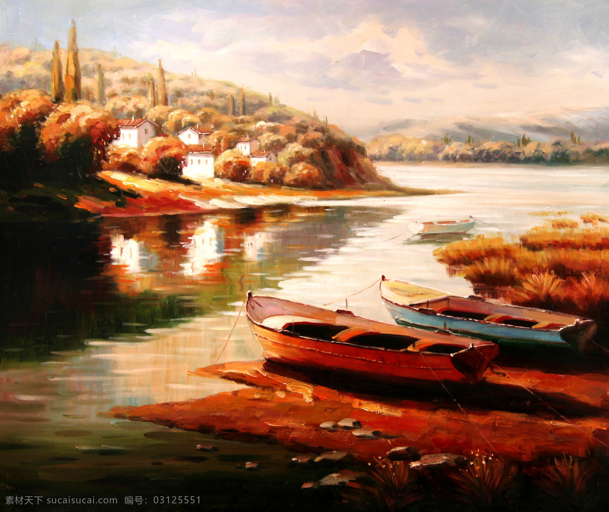 地中海 地中海油画 绘画书法 欧式 文化艺术 油画 装饰 设计素材 模板下载 船景 装饰素材