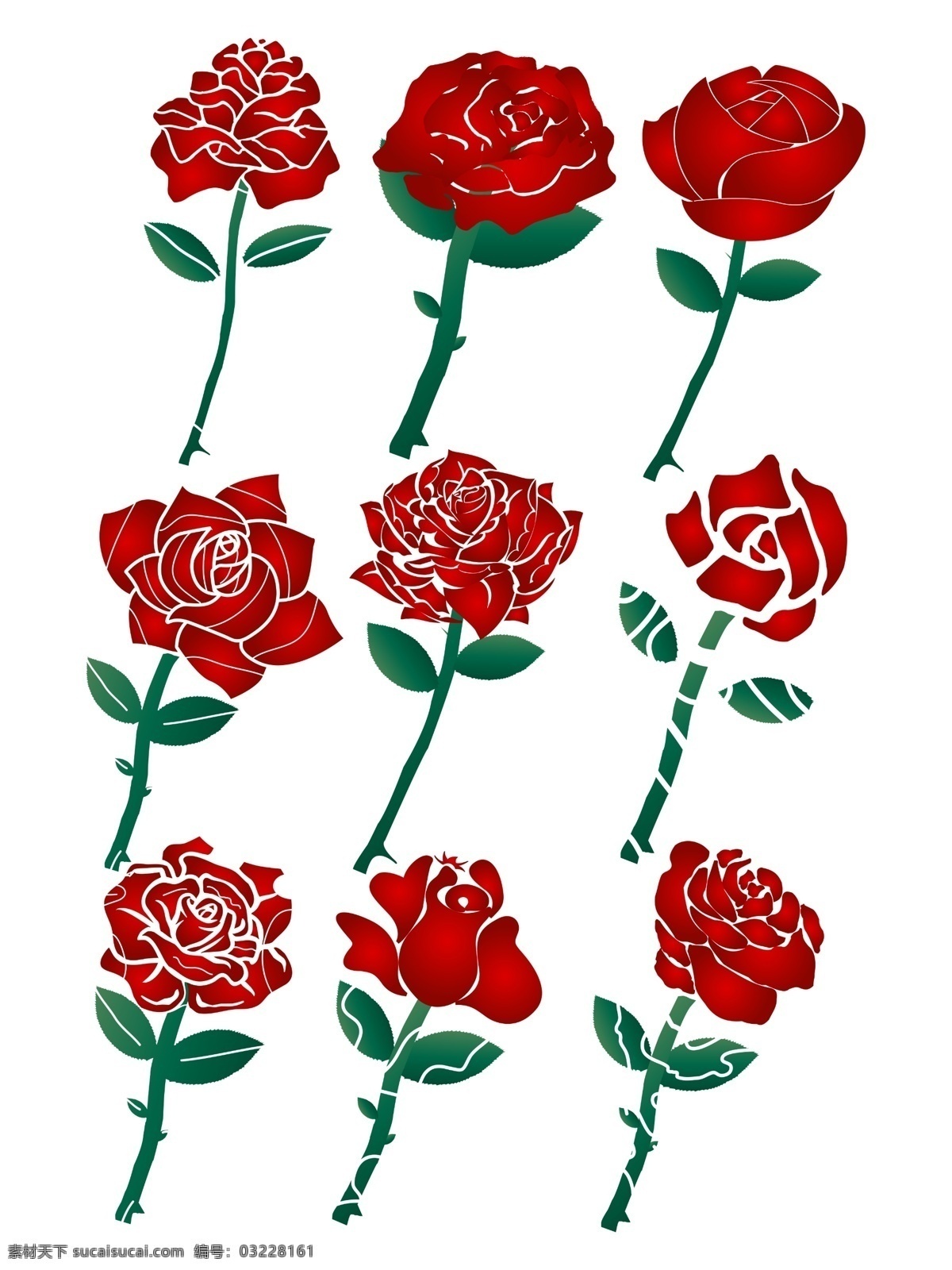 情人节 玫瑰花 元素 渐变 形状 矢量 创意 套 图