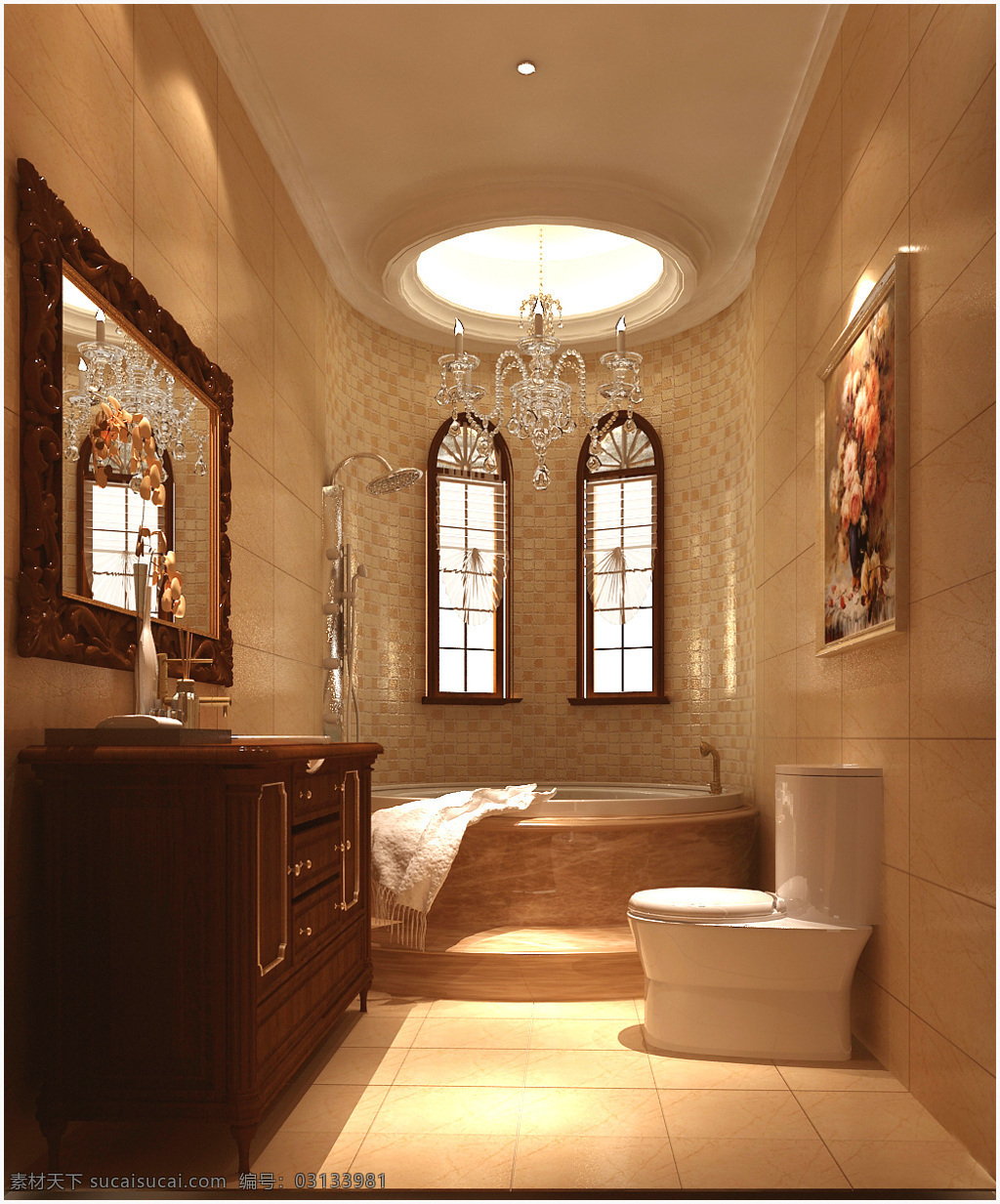 室内设计 欧式 效果图 环境设计 主卫生间 坐便 资料 家居装饰素材