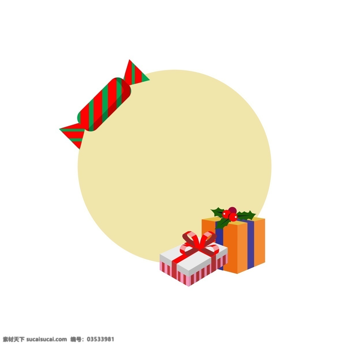 圣诞节 礼盒 边框 插画 圣诞节边框 唯美边框 创意边框 边框插画 红色的糖果 红色的蝴蝶结 黄色的礼盒