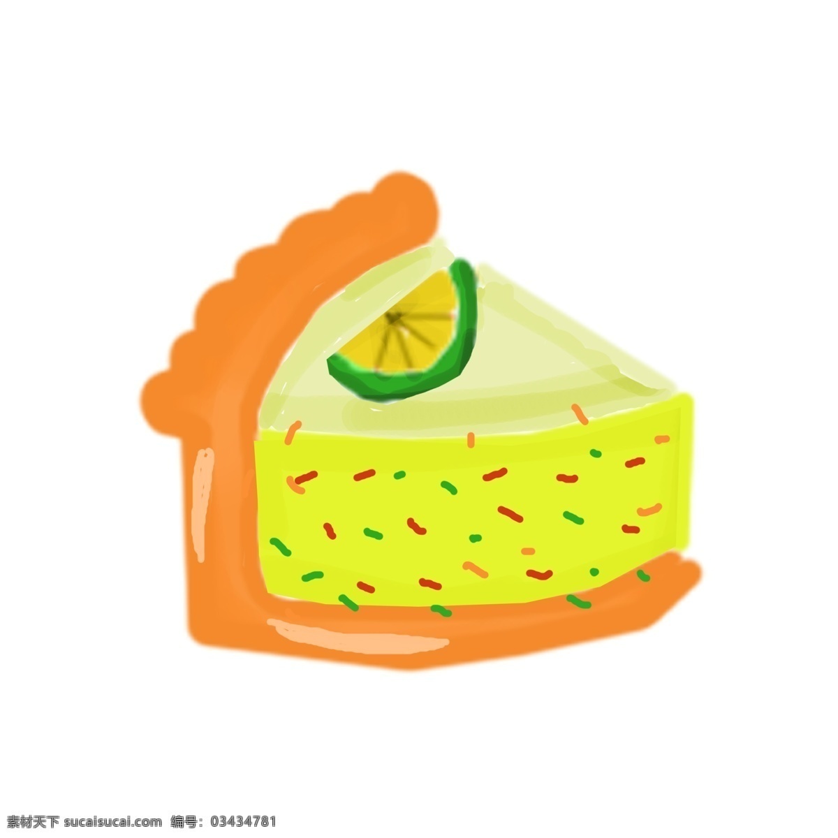 手绘 蛋糕 美食 插画 黄色 食物 鸡蛋 柠檬片 三明治 美食插画 手绘蛋糕 插图