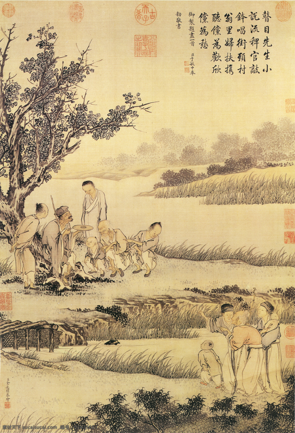 小桥流水 人家 壁画 古代人物 人物 人物画像 小桥流水人家 中国风 中国文化 中华艺术绘画 民间人物 文化艺术