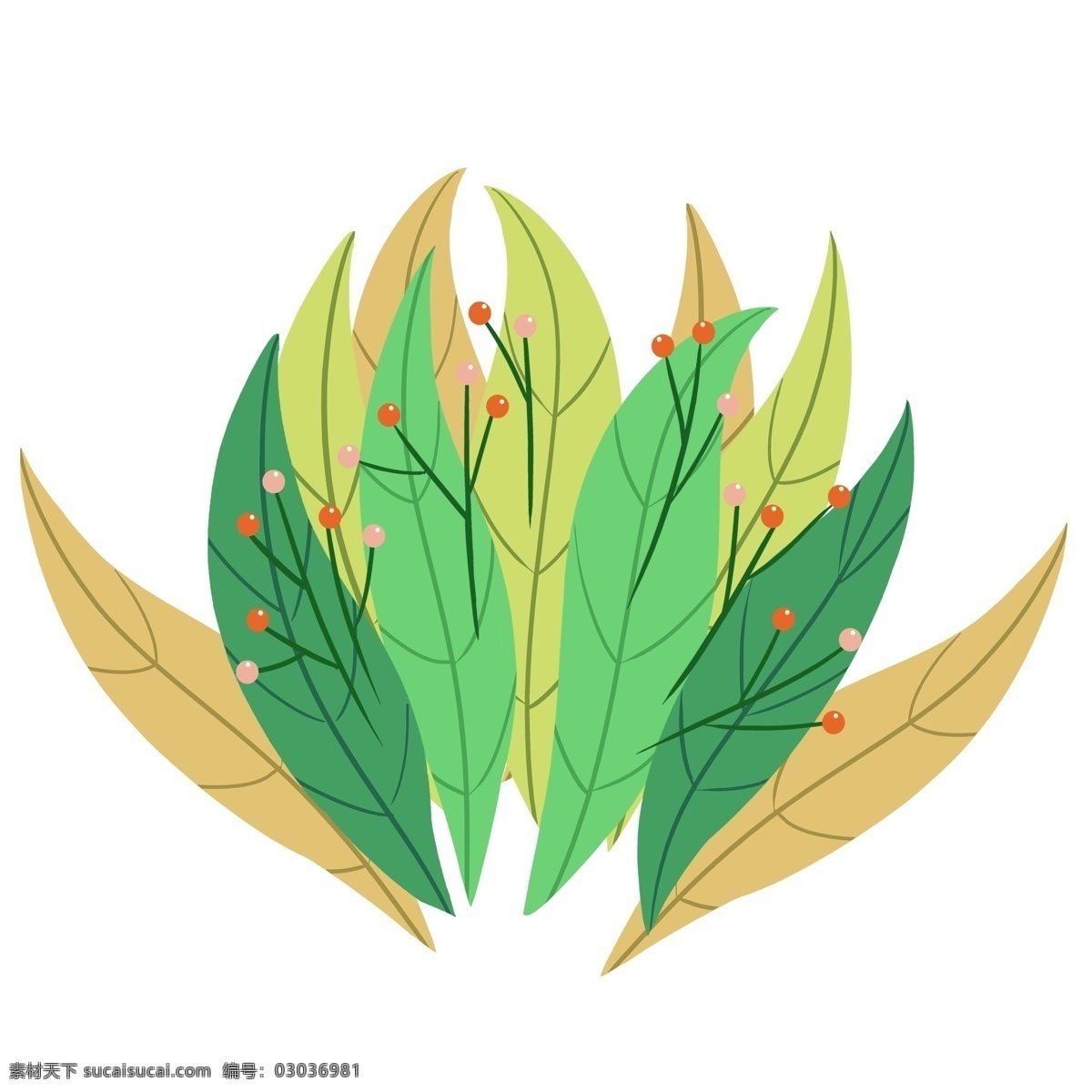 绿色 叶子 装饰 植物 清新 插画 免扣素材 透明素材 卡通素材