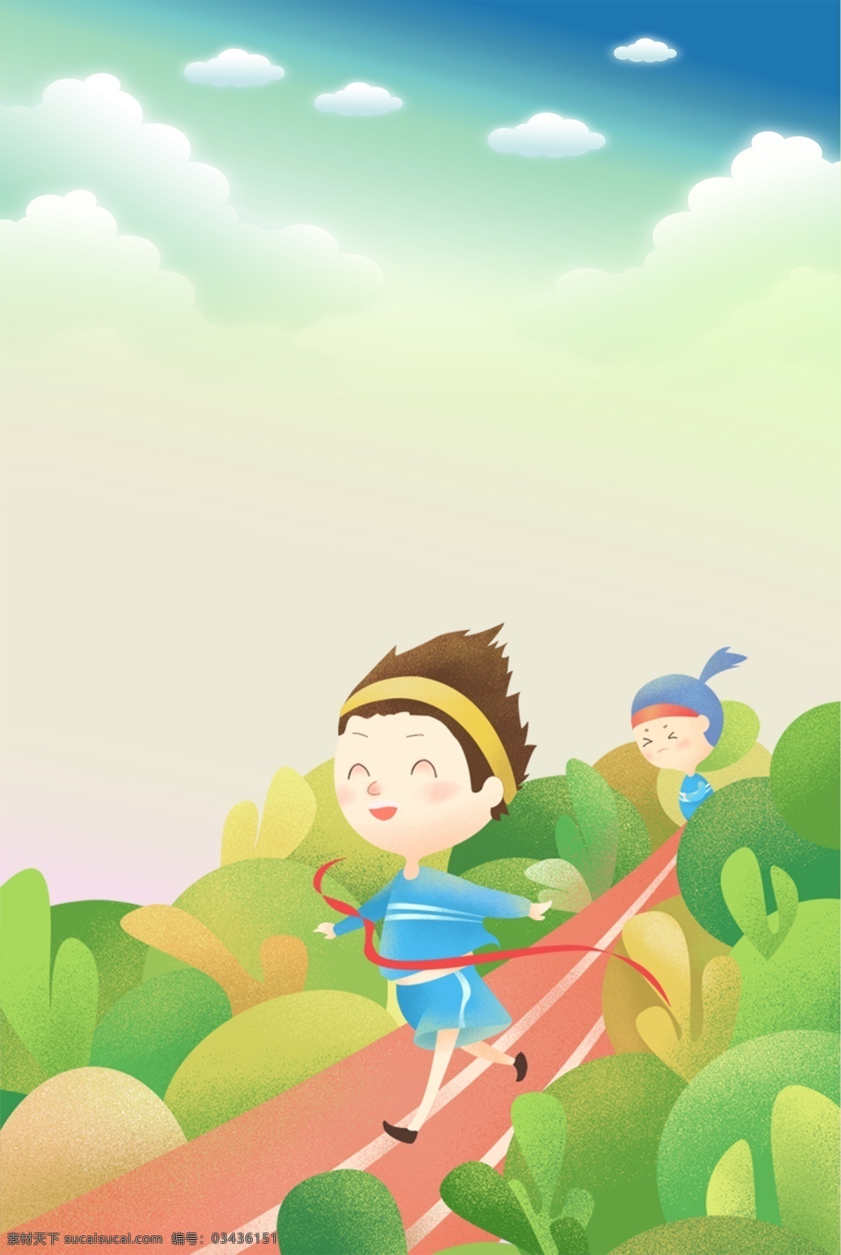 清新 文艺 运动会 背景 健康 活力 运动 亲子 幼儿 卡通