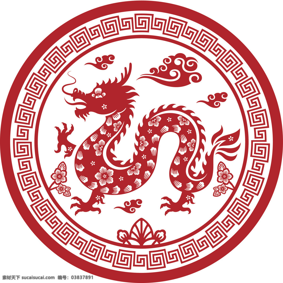 十二生肖 生肖 红色 传统 中国 文化 龙 文化艺术 绘画书法
