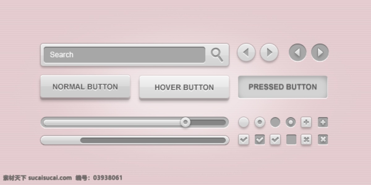 干净 gui 元素 组 ui设计 进度条 搜索框 网页ui 网页按钮 given psd源文件
