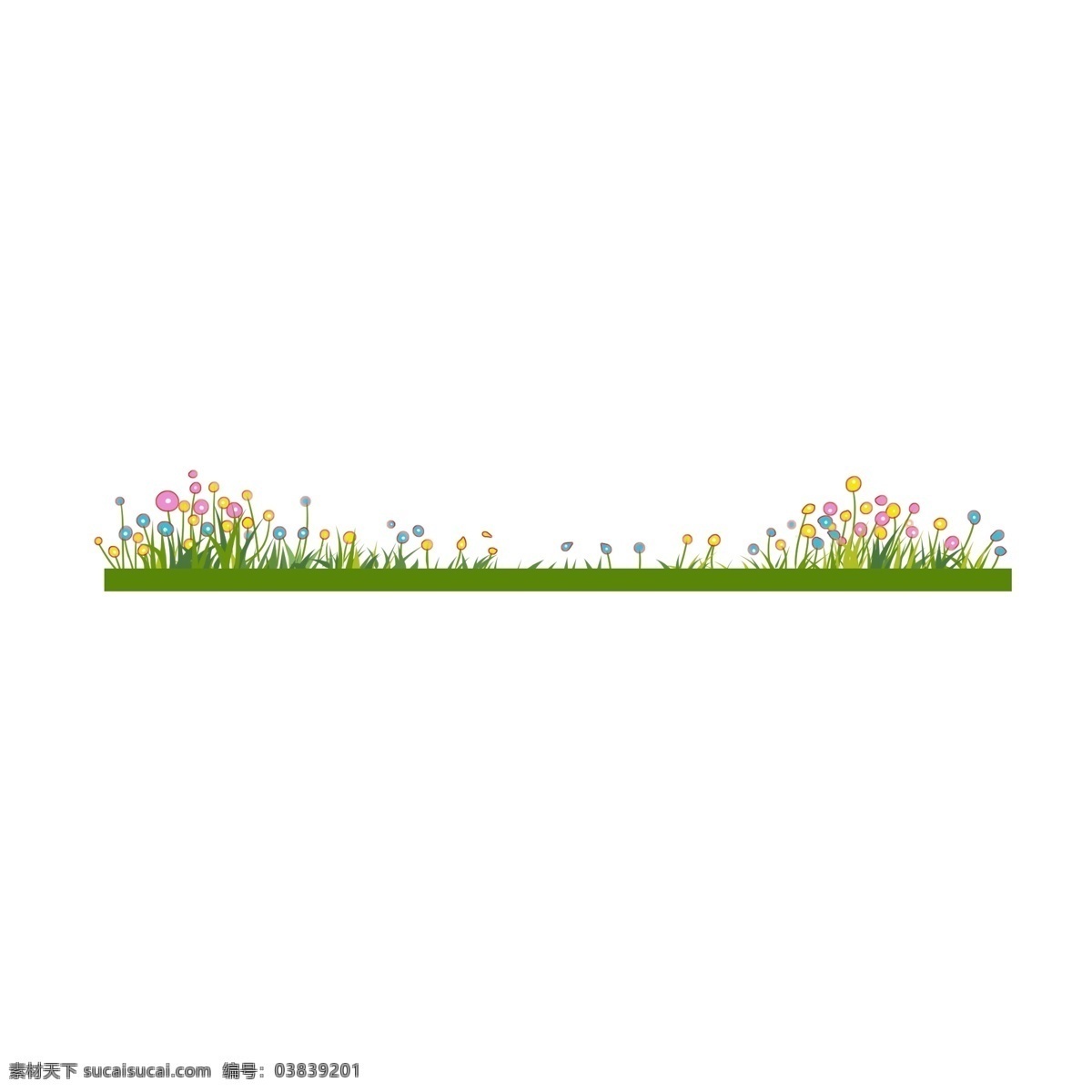手绘 花丛 分割线 插画 卡通插画 手绘插画 漂亮的花丛 花朵 小草 鲜花 植物 绿色的分割线