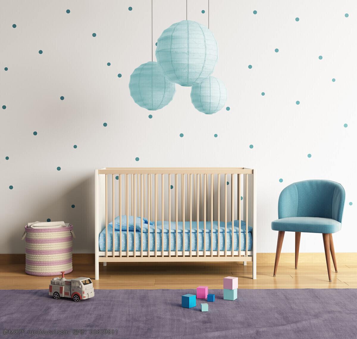 儿童卧室 唯美 炫酷 浪漫 欧式 简洁 简约 卧室 可爱 小床 白色系 气球灯 蓝色沙发 环境设计 室内设计