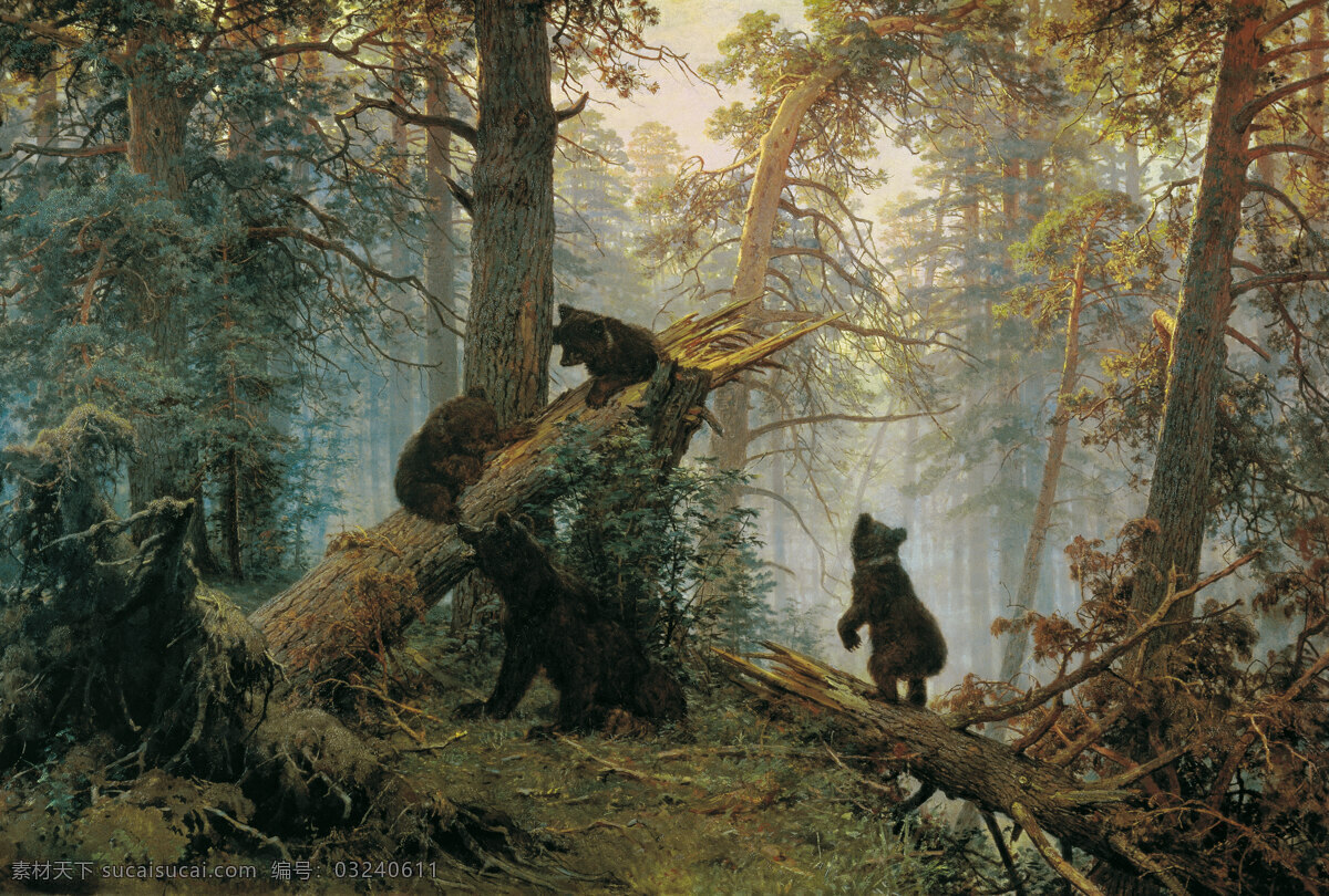 松树林之晨 松树林 希斯金 油画风景 俄罗斯 绘画书法 文化艺术