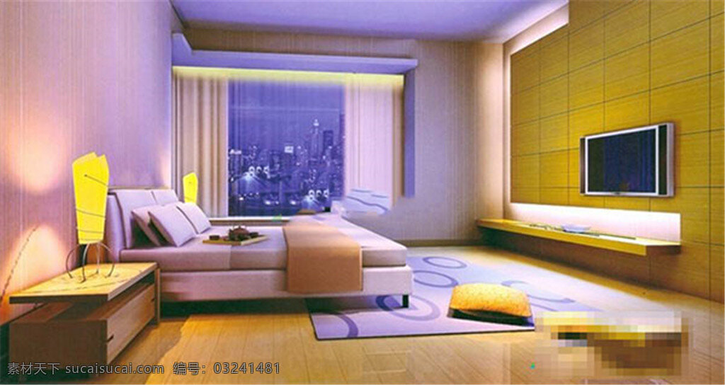 家装卧室模型 家装 卧室 模型 金黄 豪华 设置 棕色