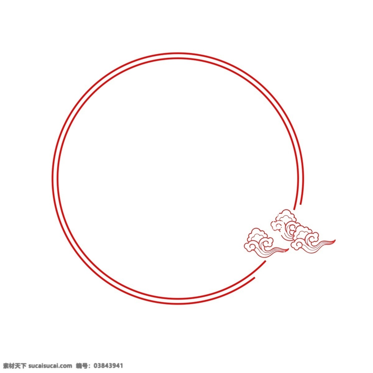 手绘 红色 中 国风 线条 边框 卡通手绘 水彩 中国风 小清新 圆圈 圆形 几何图形 祥云 云朵 装饰图形