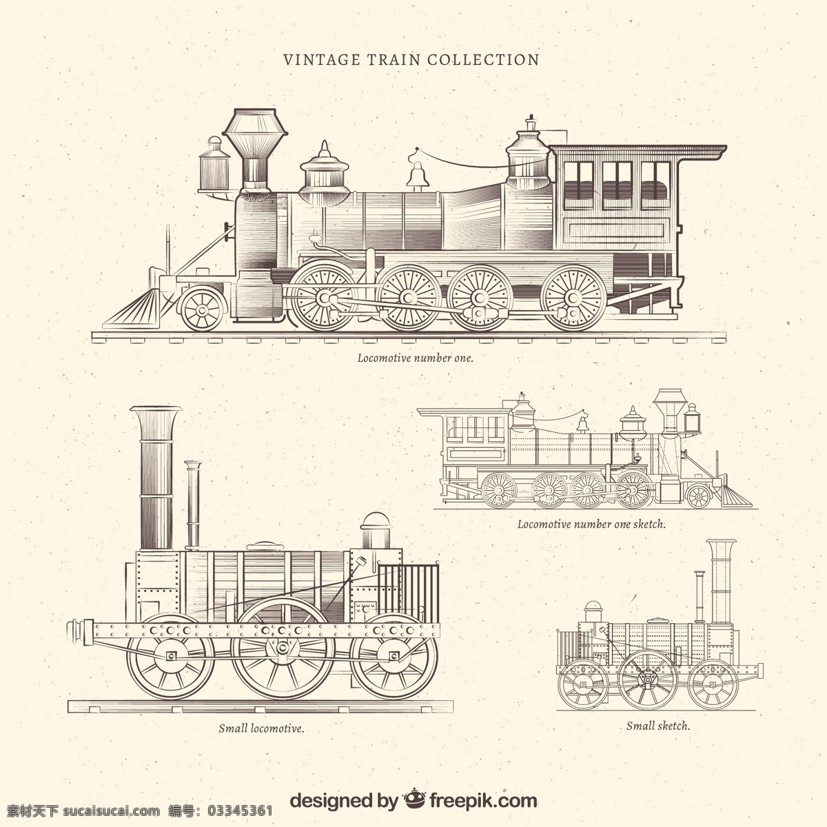 复古 风格 手绘 火车 插图 复古风格 火车插图 矢量素材