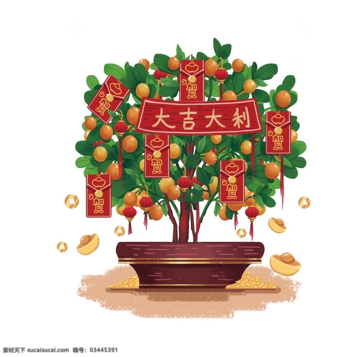 新年 吉祥 金桔 树 金桔树 大吉大利