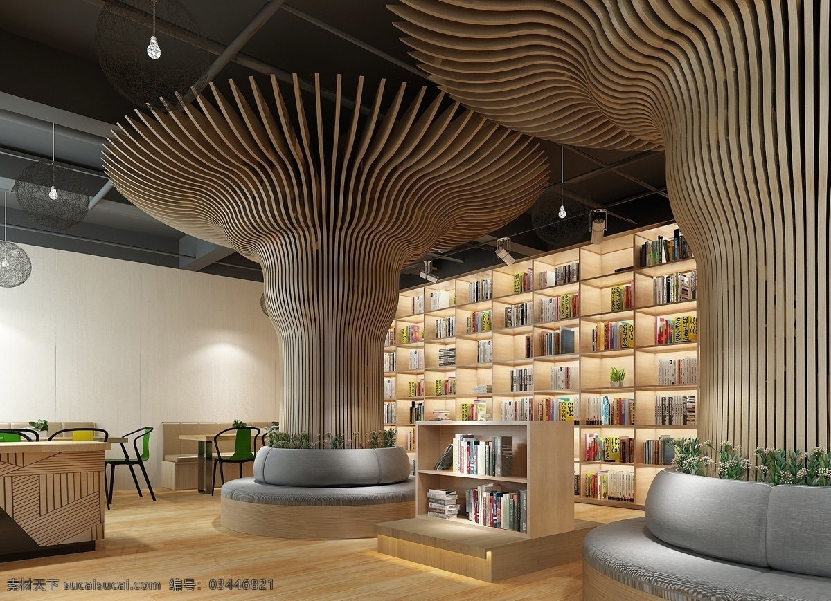 创意 弧形 树形 造型 组合 书柜 书架组合 书店 书 家具
