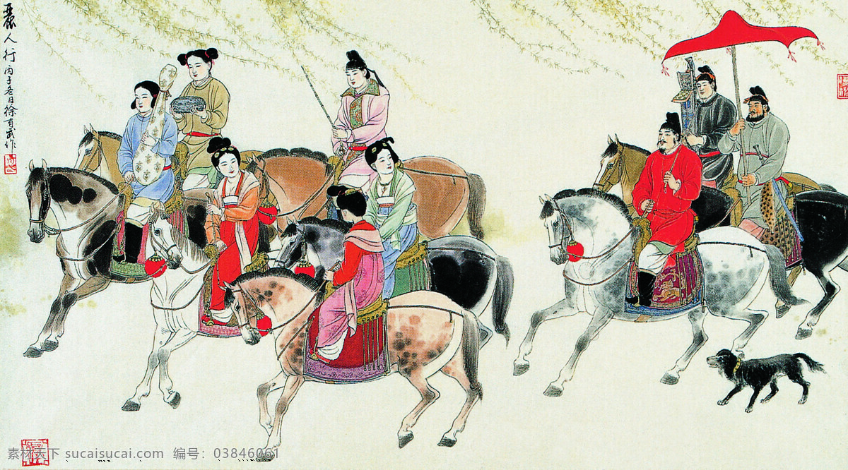 丽人行 古代 骑马 文化 白色