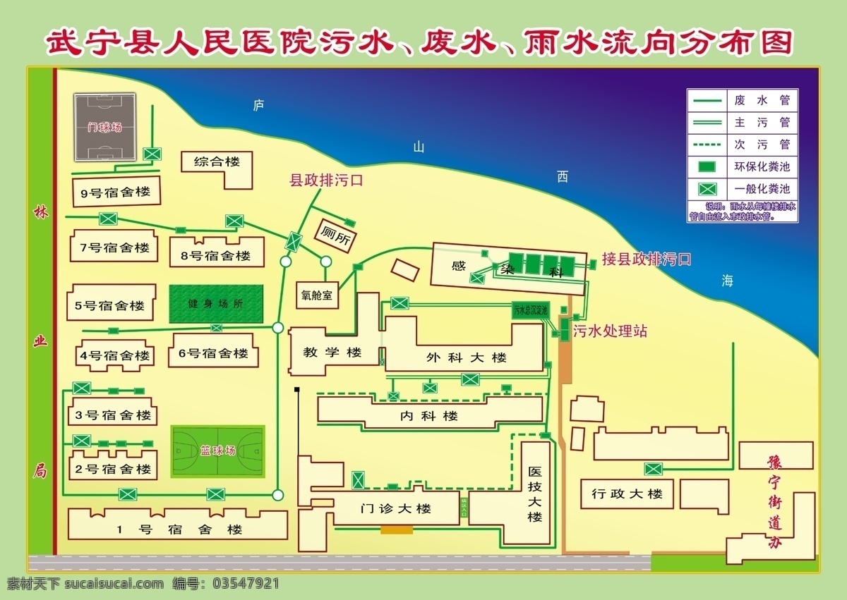 人民 医院 分布 广告设计模板 国内广告设计 平面图 源文件 人民医院 污水 废水 雨水流向 psd源文件