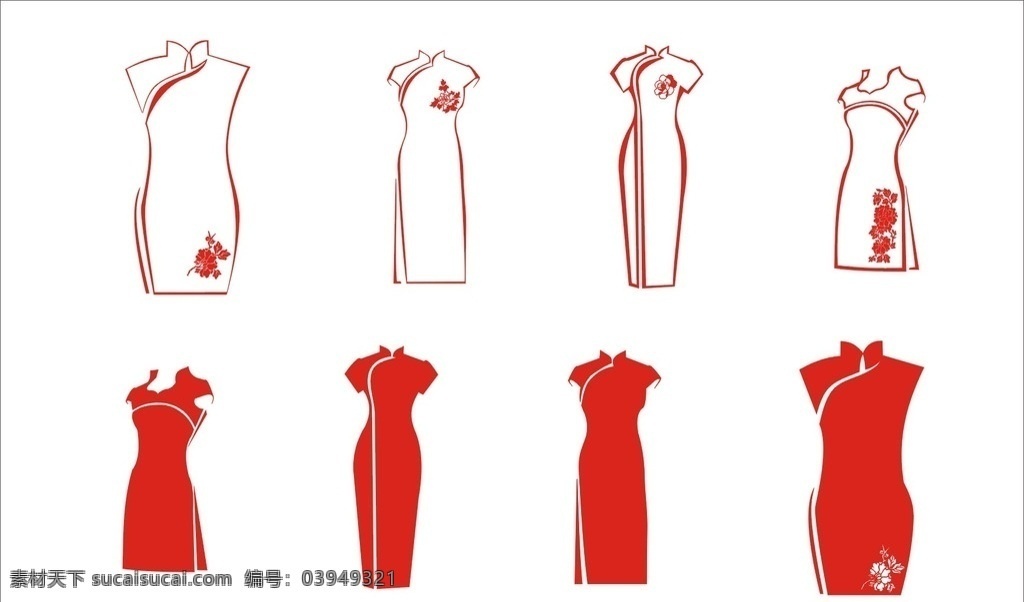 矢量旗袍 旗袍 衣服 服装 门头 底纹 服装设计