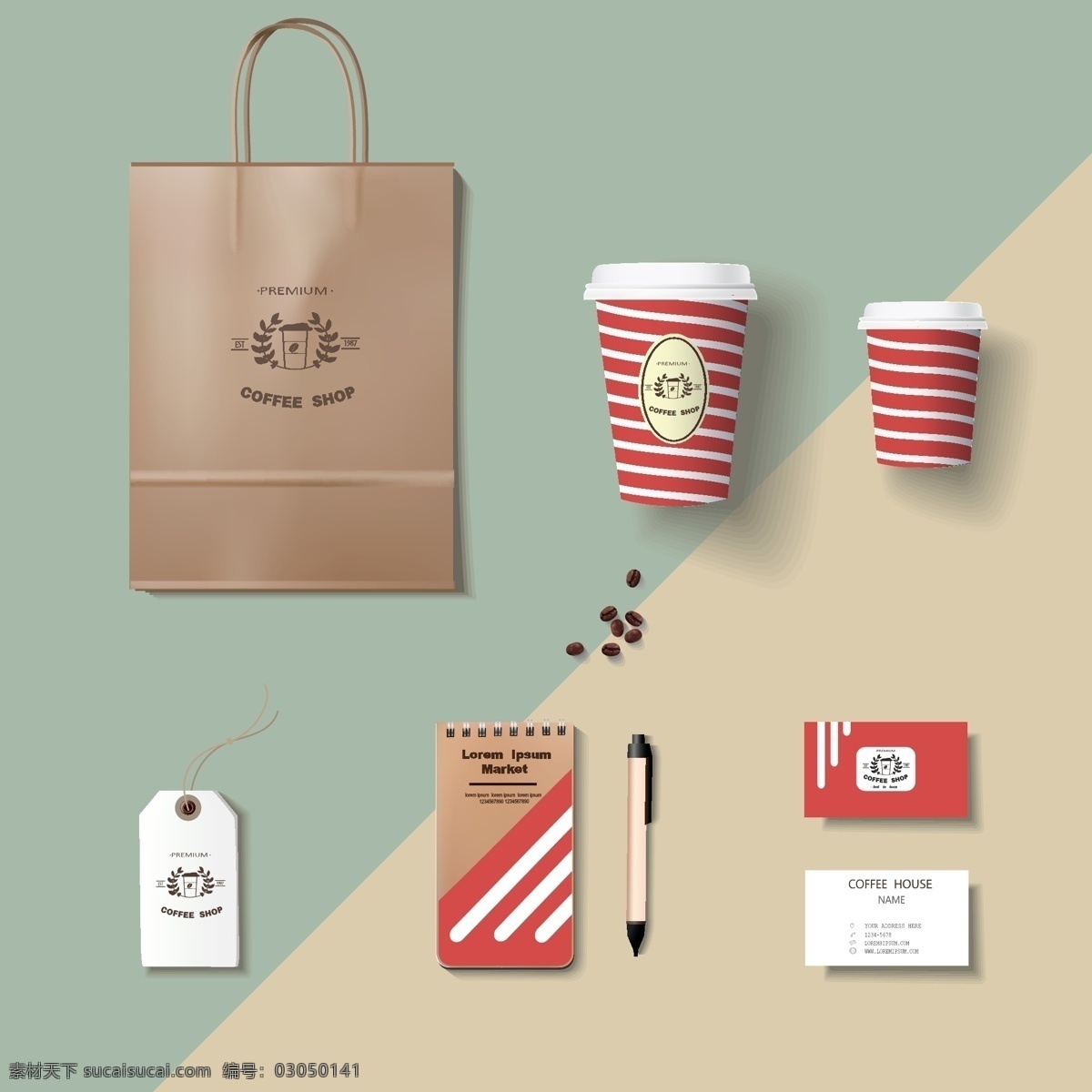 咖啡 店铺 视觉 识别 元素 矢量 系统 矢量图 设计素材 视觉识别 企业vi 企业ci 图案 咖啡杯 手提袋 吊牌 名片 咖啡店 灰色